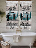 Farmhouse Bear Camper Van Tree Window Valance Curtains, Vintage Wood Grain by IDOWMAT