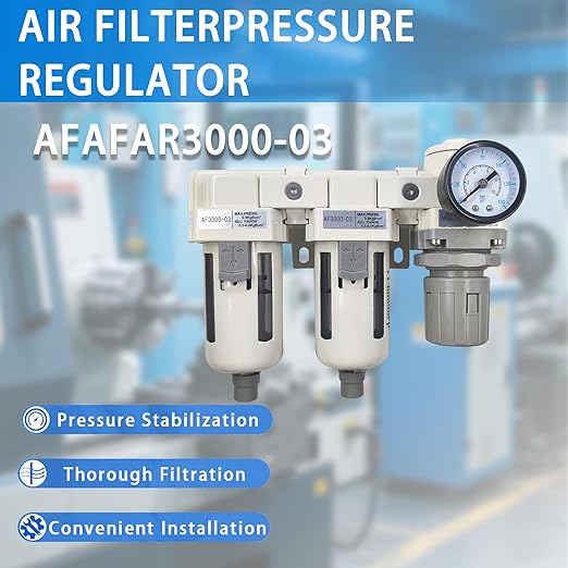 XingNEeng 3/8" NPT Compressed Air Filter Regulator Lubricator Combo, Water/Oil - Image 8
