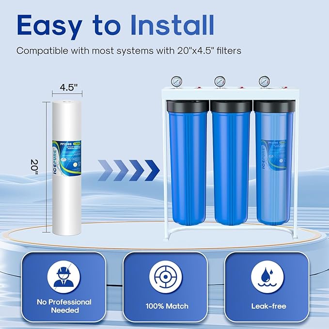 ICEPURE 5 Micron 20" x 4.5" Whole House Sediment Water Filter, 20 Inch Water - Image 7