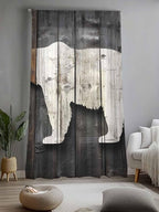 Sheer Curtains 96 Inches Long, Vintage White Brown Bear Semi Sheer Curtains - Image 2