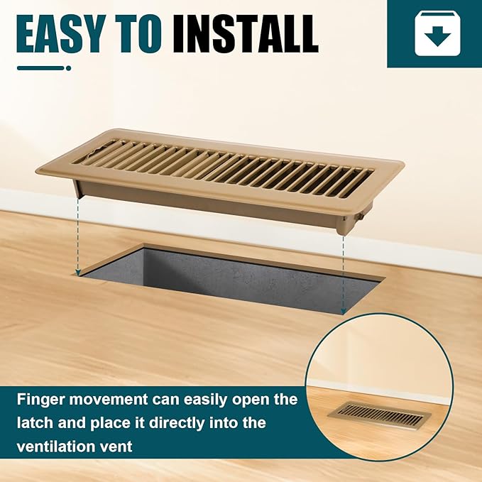 VOISEN Floor Register 2x12, 4 Pack Floor Vent Covers, Steel Adjustable Air - Image 6