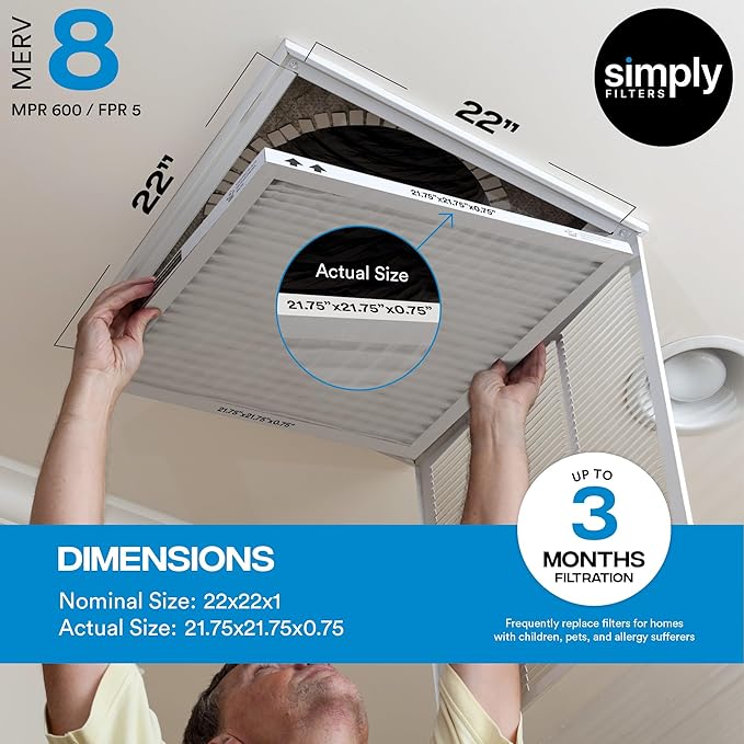 Simply 22x22x1 Air Filter, Merv 8, 6 Pack, Furnace Air Filter - Image 3