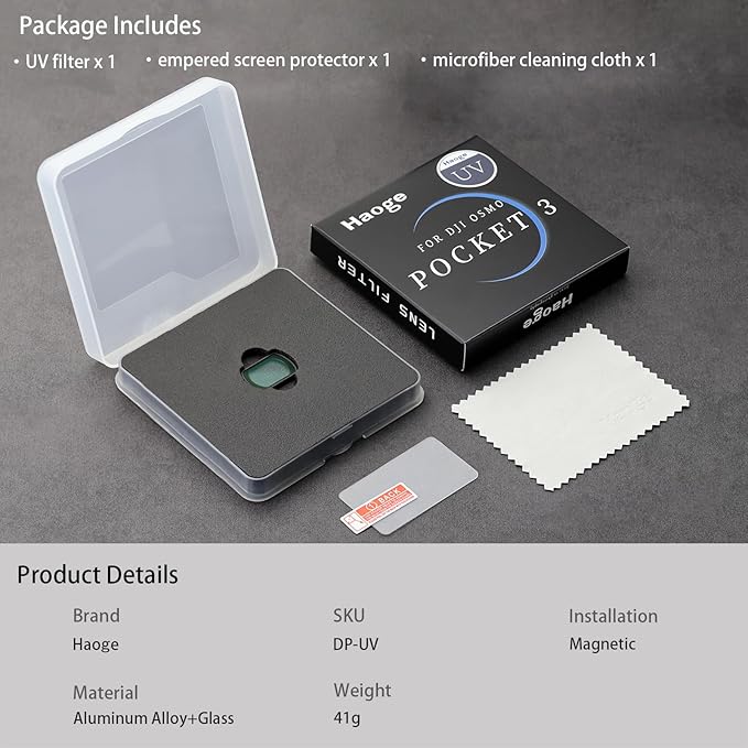 Haoge Magnetic UV Filter for DJI Osmo Pocket 3 Creator Combo, Lightweight - Image 8