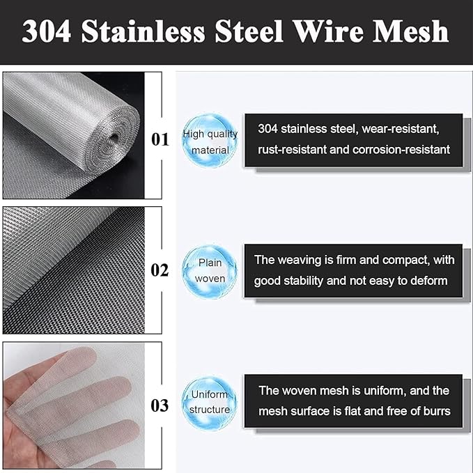 Stainless Steel Woven Wire Mesh, 304 Insect Screen, 30 Mesh Window Grid - Image 4