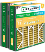 Filterbuy 20x25x5 Air Filter MERV 11 Superior Pet & Allergy Defense, Pleated by Filterbuy