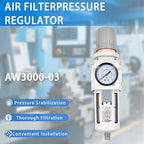 XingNEeng 3/8" NPT Compressed Air Filter Regulator Combo Piggyback, Water/Oil - Image 8