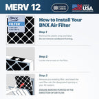 BNX TruFilter 14x14x1 MERV 12 Odor Defense AC Furnace Air Filter - Image 8