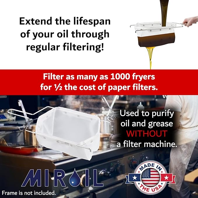 MirOil RB6PS EZ Flow Deep Fryer Oil Filter Bag – Reusable Grease Strainer to - Image 7