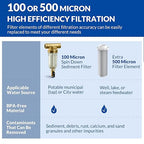 SimPure 100/500 Micron Spin Down Sediment Filter, Reusable Whole House Sediment - Image 2