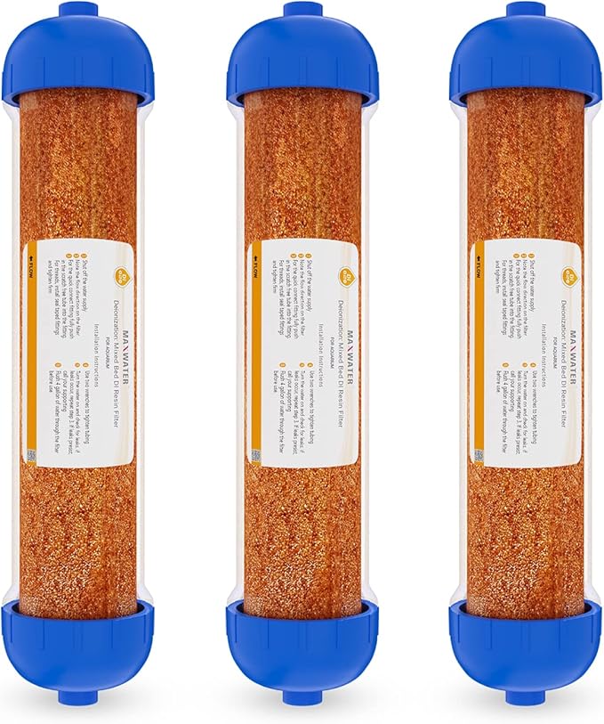 Mixed Bed Ion Exchange Aquarium Filter Resin 0 PPM RO DI Refillable Housing by MaxWater