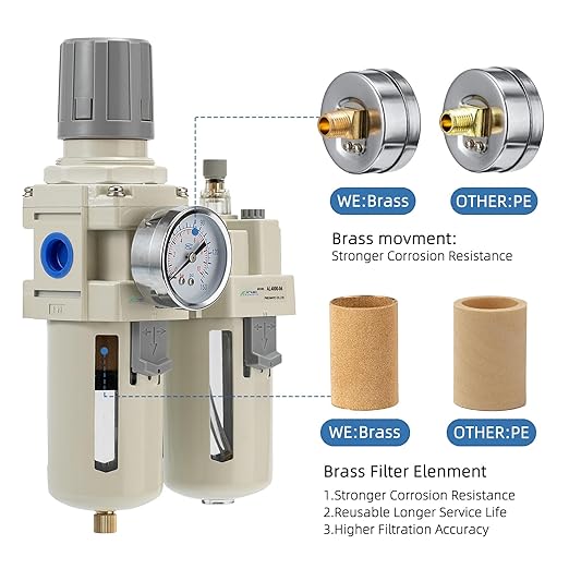 1/2" NPT Air Compressor Oil-Water Separator, Air Pressure Regulator, Compressed - Image 5