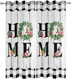 Summer Outdoor Curtains for Patio Leaves Garland Plumeria Wood Buffalo Plaid - Image 9