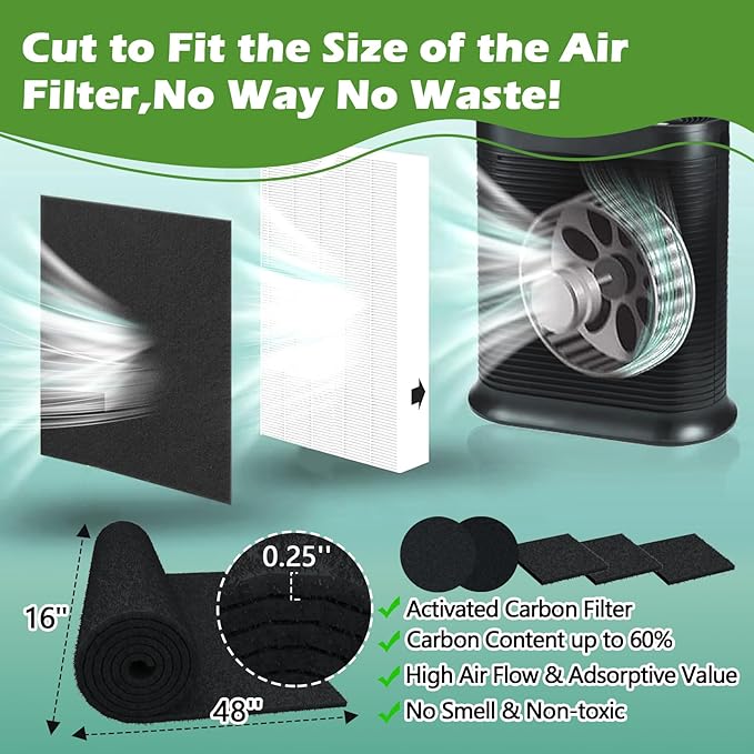 Cut to Fit Carbon Air Purifier Filter Roll, Carbon Pad Replacement - Image 2