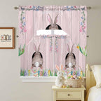 Swag Valance Curtains, Easter Cute Rabbit and Colorful Eggs Rod Pocket Valances - Image 8