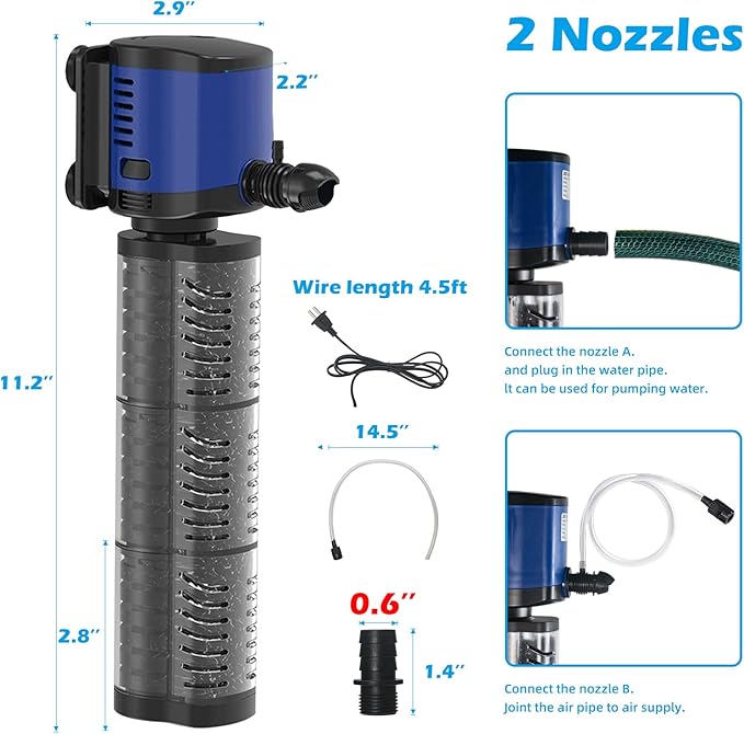 TARARIUM Aquarium Filter Powerful 260GPH - Image 4