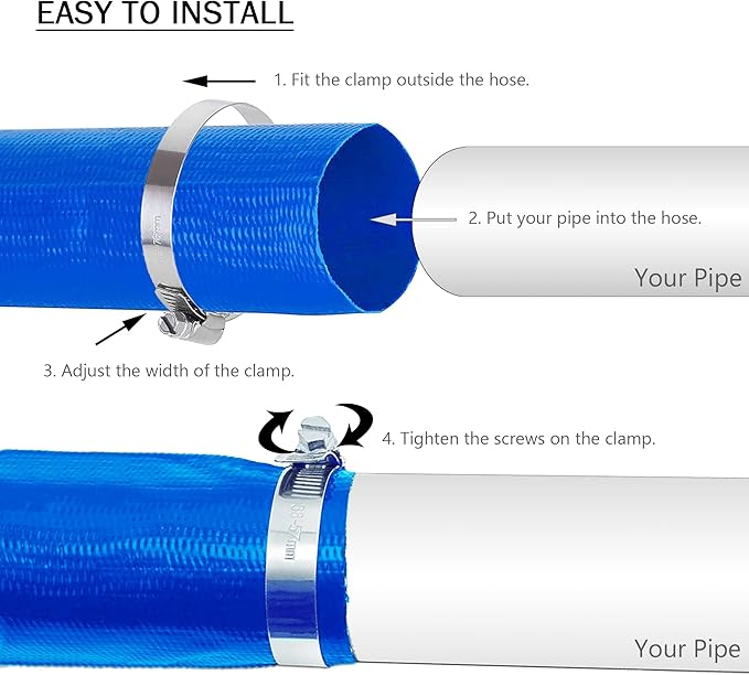 DAVCO 3" x 50 ft Pool Backwash Hose, Heavy Duty Reinforced Blue PVC Lay Flat - Image 6