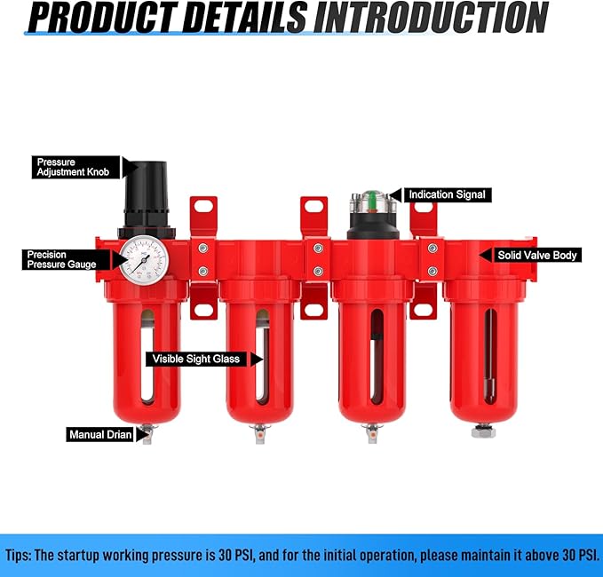 1/4" NPT Industrial Grade 4 Stage Aluminum Air Drying System, Coalescing Filter - Image 4