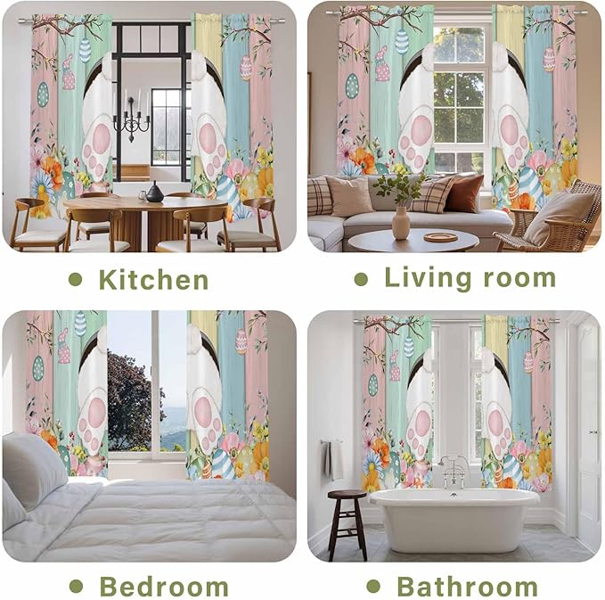 Easter Window Curtains 72 Inch Long 2 Panel Set, Rod Pocket Long Curtains & - Image 8