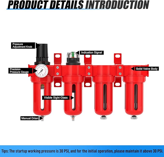 1/2" NPT Industrial Grade 4 Stage Aluminum Air Drying System, Coalescing Filter - Image 4