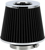 PTNHZ Universal Black 3" 76mm High Flow Cold Air Intake Cone Air Filter Power by PTNHZ+RACING