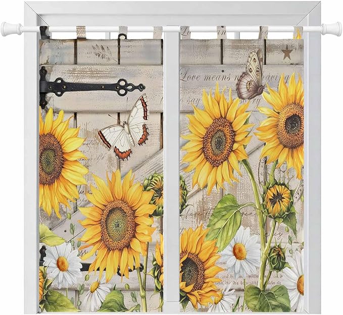 Farm Flowers Living Room Curtains 84 Inch Length, Window Curtains Tab Top by Unknown