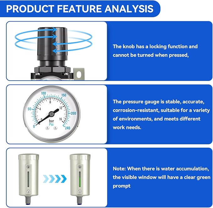 3/4" NPT Industrial Grade 3 Stage Air Drying System, Air Compressor Water - Image 5