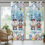 Ocean Gnome Outdoor Curtains for Patio Summer Marine Plumeria Shell Wood Blue - Image 6