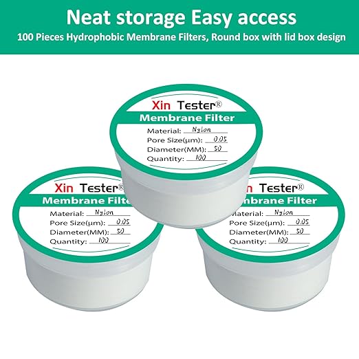 Xin Tester 100 Pieces Nylon Disc Membrane Filters, 50 mm Diameter, 0.05µm Pore - Image 6