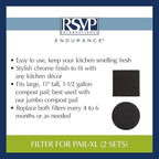 RSVP International Charcoal Compost Bin Filter 2-Piece Set Helps Keep Kitchen - Image 6