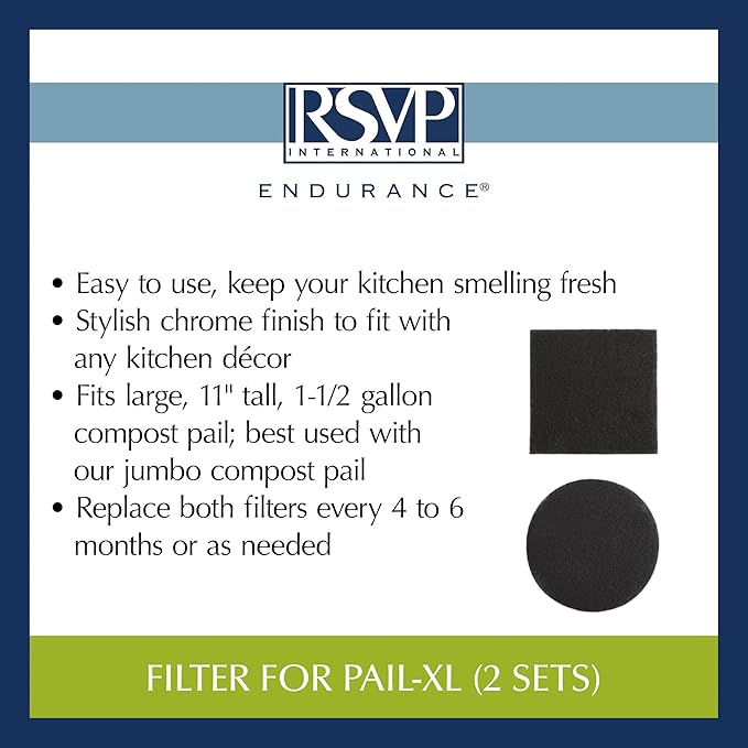 RSVP International Charcoal Compost Bin Filter 2-Piece Set Helps Keep Kitchen - Image 6