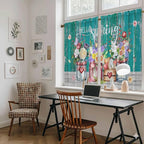 Spring Flowers Tier Curtains, Farmhouse Watercolor Teal Wood Grain Light - Image 6
