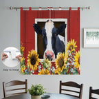 Cow Sunflowers Living Room Curtains 84 Inch Length, Window Curtains Tab Top - Image 4