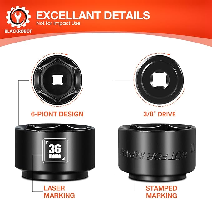 BLACKROBOT 36mm Low Profile Oil Filter Socket, 3/8" Drive 6-Point Oil Filter - Image 4