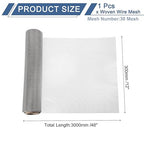 uxcell 30 Mesh 118" x 12" Woven Wire Mesh, 304 Stainless Steel Air Vent Filter - Image 2