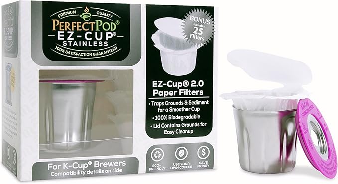 EZ-Cup Stainless Steel 1-Stream Reusable K Cup Coffee Pod by PerfectPod