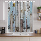 Blue Grey Wooden Living Room Curtains 84 Inch Length, Window Curtains Tab Top - Image 9