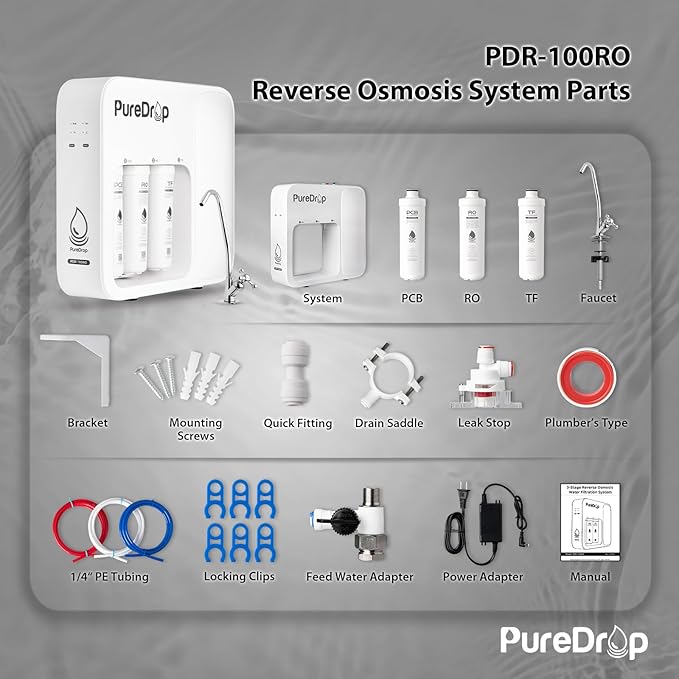 PDR-100RO 3-Stage Under Sink Reverse Osmosis Drinking Water Filtration System - Image 8