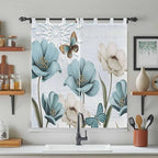 Blue Tulips Living Room Curtains 84 Inch Length, Window Curtains Tab Top - Image 3