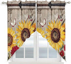 Sunflowers Swag Valances for Windows, Retro Flower Barn Doors Butterfly by Unknown