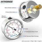 MEANLIN MEASURE -30inHG~30Psi Vacuum Gauge Stainless Steel 1/4" NPT 2" FACE - Image 4