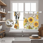 Yellow Sunflowers Kitchen Curtains 36 Inch Length, Small Window Curtains Tab Top - Image 5