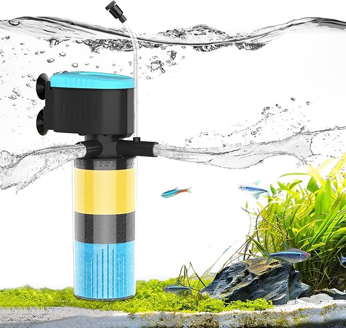 Aquarium Filter 3-Stage in-Tank Filter, Small Internal Fish Tank Filter by Devopet