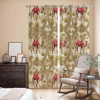 2 Panel Kitchen Cafe Curtains, Desert Camels Sunlight Filtering Nature Air - Image 3