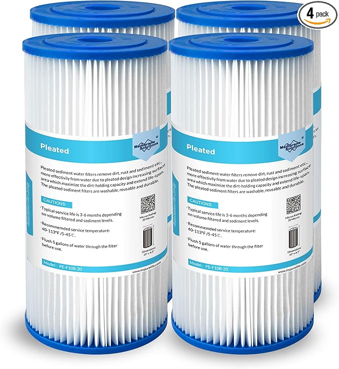 Membrane Solutions 20 Micron Pleated Water Filter Home 10"x4.5" Whole House by MembraneSolutions