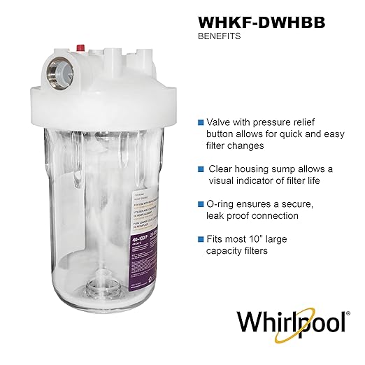 Whirlpool 10" x 4.5" Large Capacity Whole House Water Filter Housing WHKF-DWHBB - Image 2