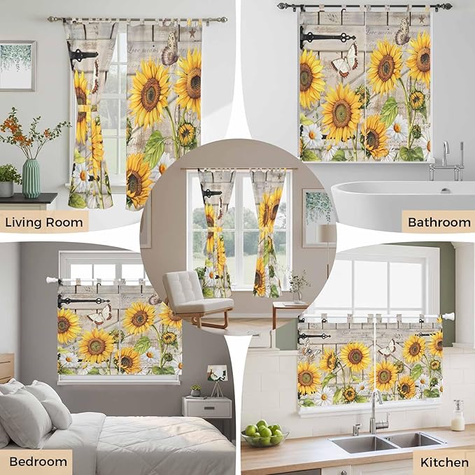 Farm Flowers Living Room Curtains 96 Inch Length, Window Curtains Tab Top - Image 7