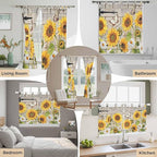 Farm Flowers Bedroom Curtains 63 Inch Length, Window Curtains Tab Top, Retro - Image 7