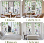 Spring Kitchen Curtains, Bicycles Botanical Leaves Rose Colorful Stripes Light - Image 8