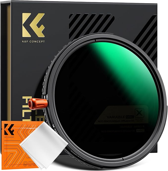 K&F CONCEPT 43mm Black Diffusion Mist Effect 1/4 & Variable ND2-32 & Circular by KFCONCEPT