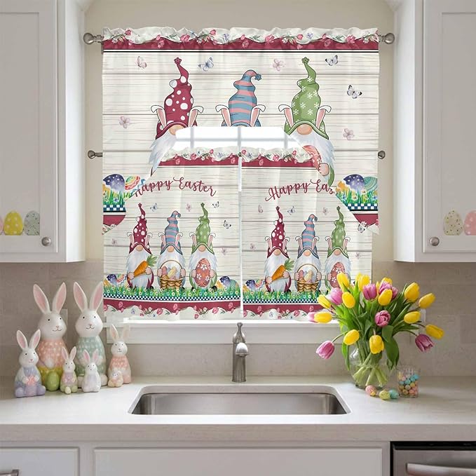 Swag Valance Curtains, Happy Easter Gnomes - Image 4